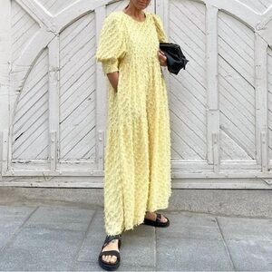 Butter Yellow Textured Maxi Dress